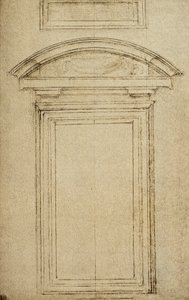 Architectonische studie voor een raam door Michelangelo Buonarroti